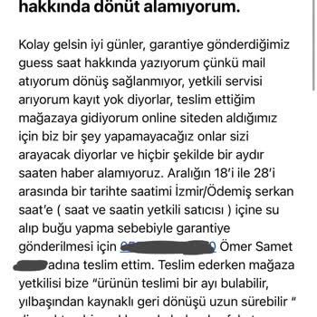 Garanti Sürecinde Kaybolan Saatim Ve Para İadesi Sorunu