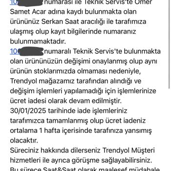 Garanti Sürecinde Kaybolan Saatim Ve Para İadesi Sorunu
