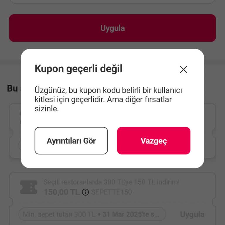 Kullanılamayan İndirim Kuponu Hayal Kırıklığı