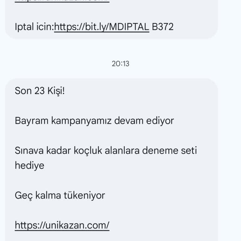 Ünikazan'dan Sürekli SMS Almak İstemiyorum!