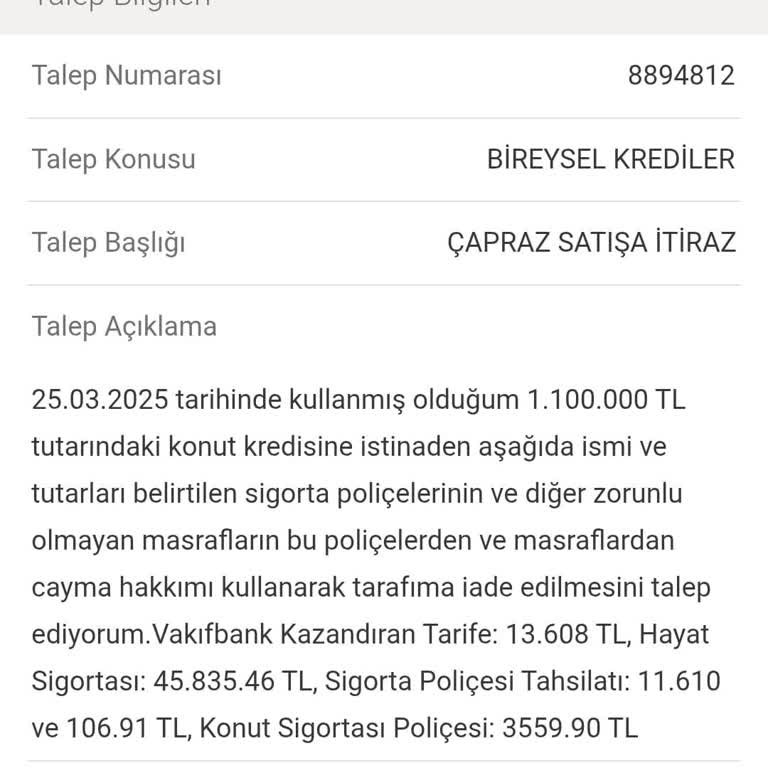 VakıfBank'ta Zorunlu Olmayan Sigorta Ve Kesinti Sorunu