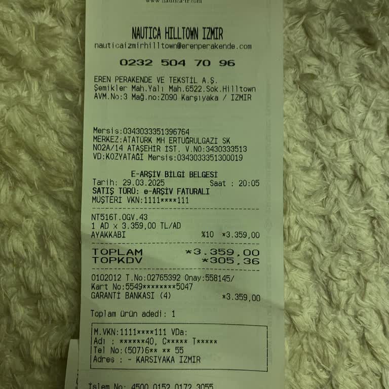Yanlış Numara Ayakkabı Teslimatı: Nautica İzmir Hilltown AVM