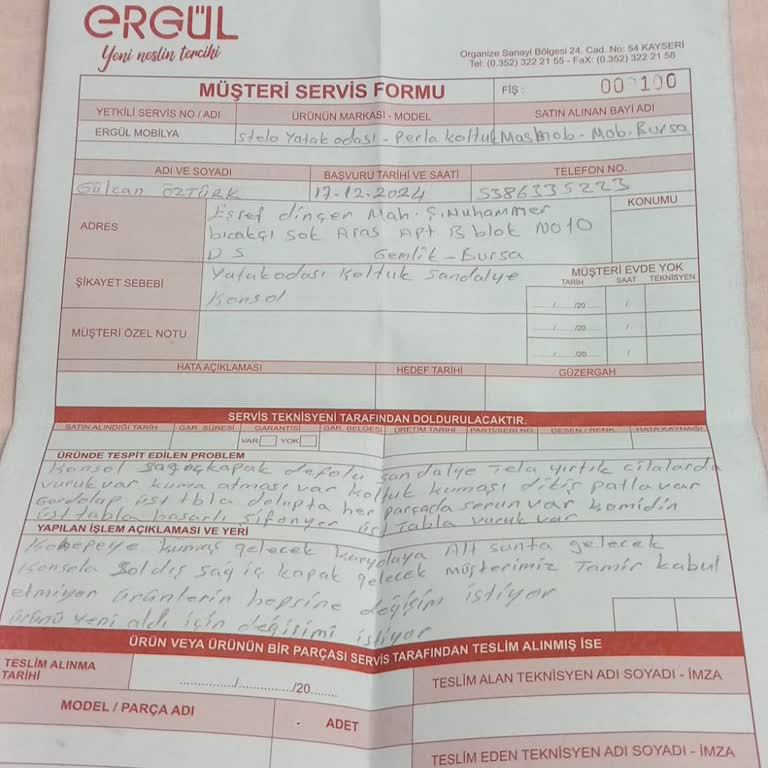 Ergül Mobilya Teslimat Ve Ürün Kalitesi Sorunları