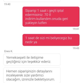 Yemek Sepeti'nde Geciken Sipariş Ve İptal Sorunu
