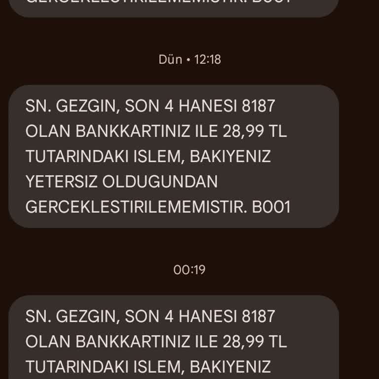 Sürekli Gelen Yetersiz Bakiye Mesajı Endişesi