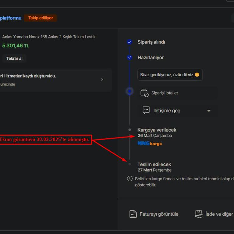Kargoya Verilmeyen Lastikler Ve Yanıltıcı Bilgilendirme