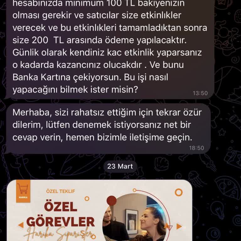Şüpheli Uygulama Üzerinden Yapılan İş Teklifi Ve Para Talebi
