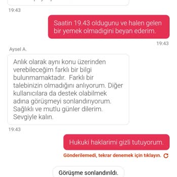 Yemeksepeti'nde Soğuk Yemek Ve İlgisiz Müşteri Hizmetleri