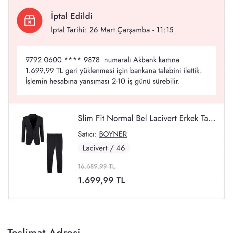 İzinsiz Sipariş İptali Ve Geciken Para İadesi