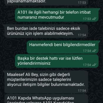 A101 Kapıda Uygulamasında Eksik Ürün Teslimatı