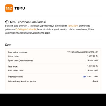 Temu'nun Geciken Para İadesi Sorunu