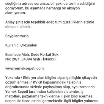 Yemek Sepeti Teslim Edilmeyen Siparişin İadesini Reddediyor