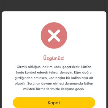 Geçersiz İndirim Kodları Sorunu