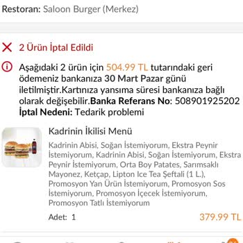 Trendyol Yemek Zaman Kaybı Ve İptal Sorunu