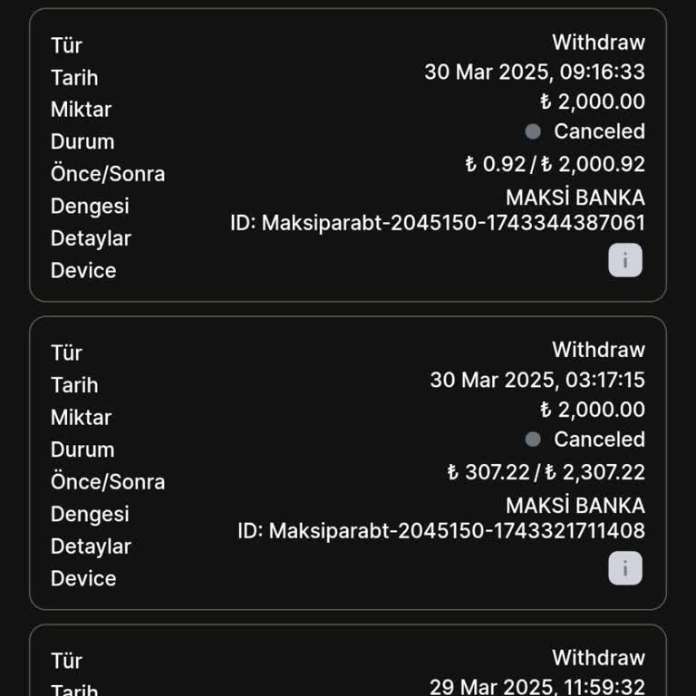 Sebepsiz İptal Edilen Çekim İşlemleri Ve Yetersiz Destek