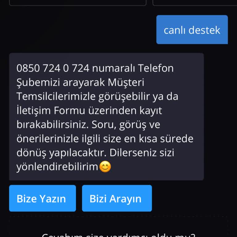 Canlı Destek Hizmetine Erişim Sorunu