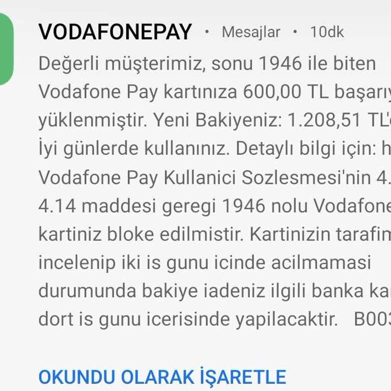 VodafonePay'de Sürekli Bloke Ve İade Sorunları