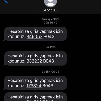Alotell'den Gelen Rahatsız Edici Kod Mesajları