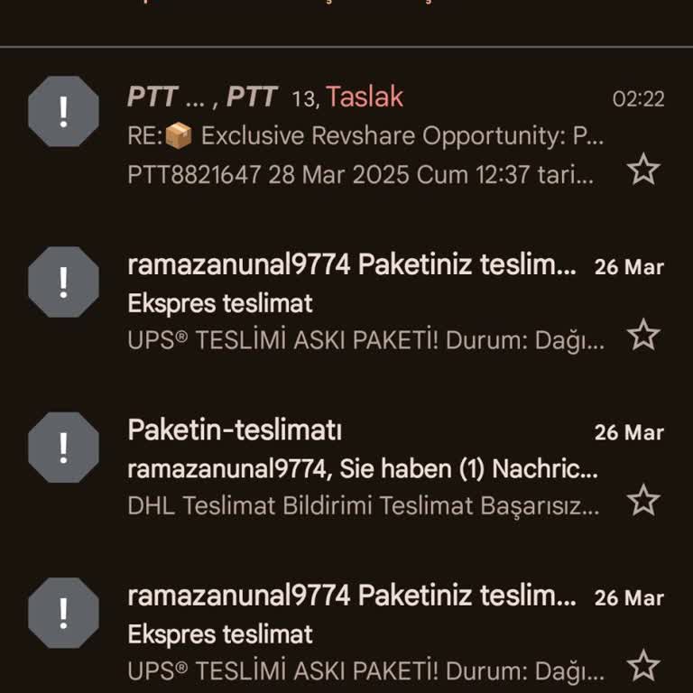 PTT Kargo Adına Gelen Sahte E-postalar Ve Para Talepleri