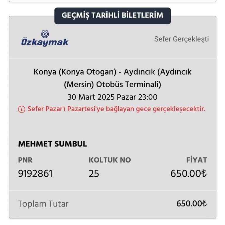 Özkaymak'ın Yolcu İndirme Sorunu