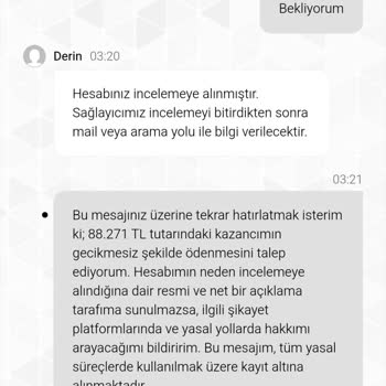 Kazandığım Paranın Ödenmemesi Ve Hesabımın Dondurulması