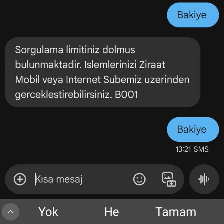 Bakiye Sorgulama Limiti Sorunu