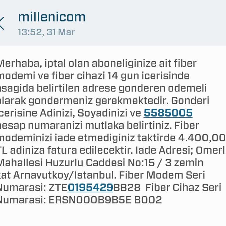 Yanlış Modem İadesi Talebi Ve Hatalı Ücretlendirme