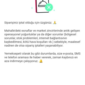 Yemeksepeti Mahalle Uygulamasında Stok Kontrolü Ve Müşteri Hizmetleri Sorunu