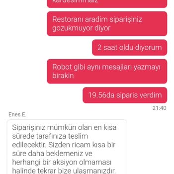 Yemek Sepeti Siparişim 2 Saattir Gelmedi