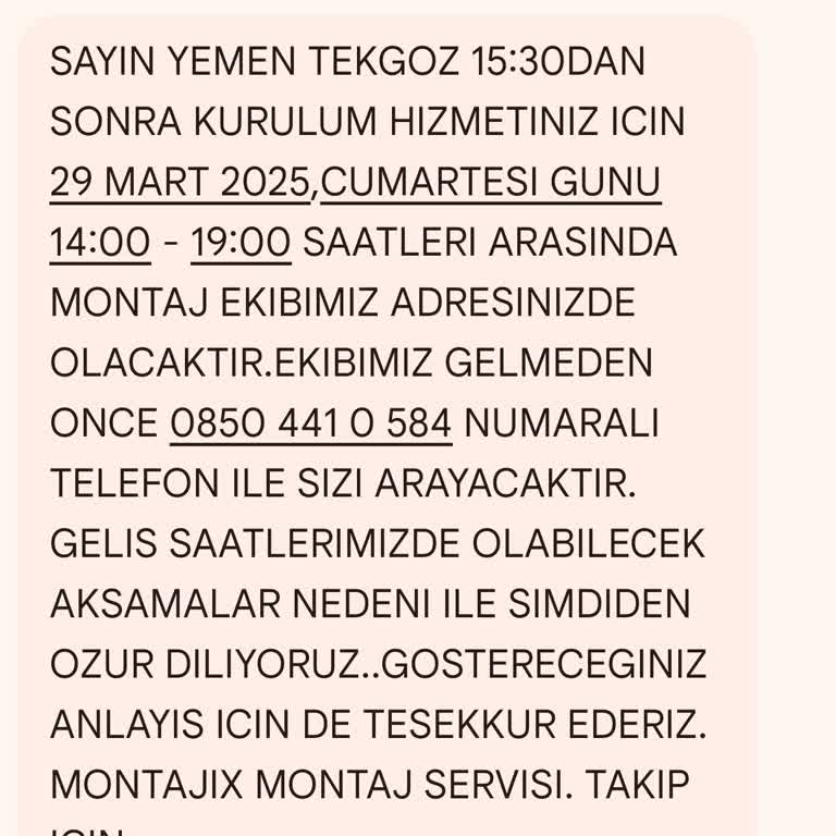 Montaj Randevusu Fiyaskosu