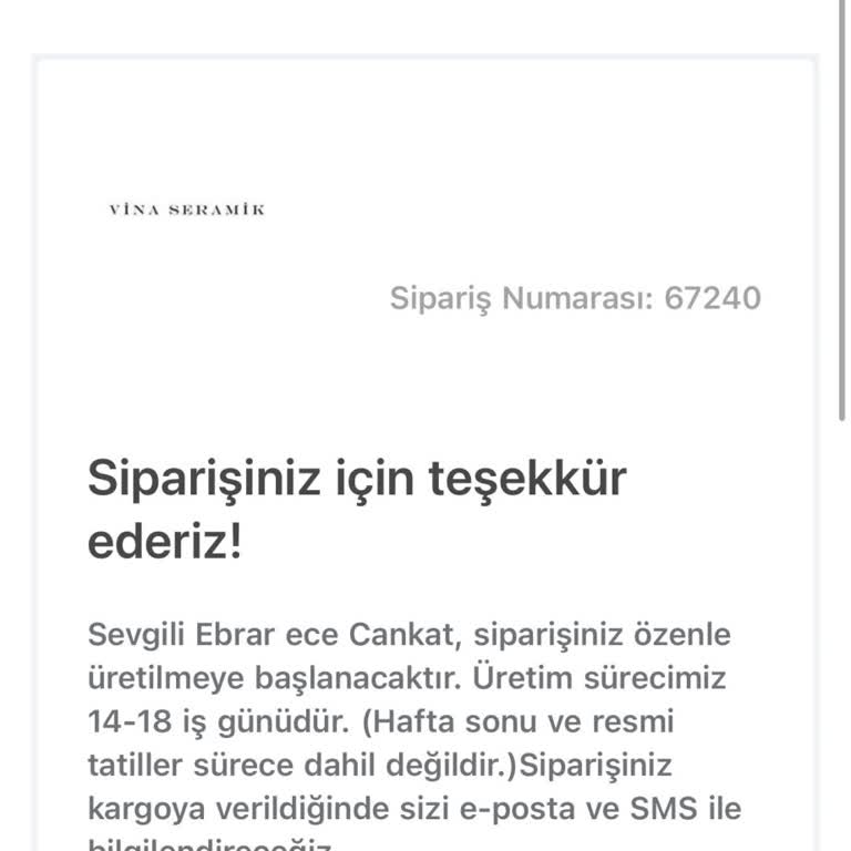 Vina Seramik'ten Aldığım Bardaklar Hala Ulaşmadı!