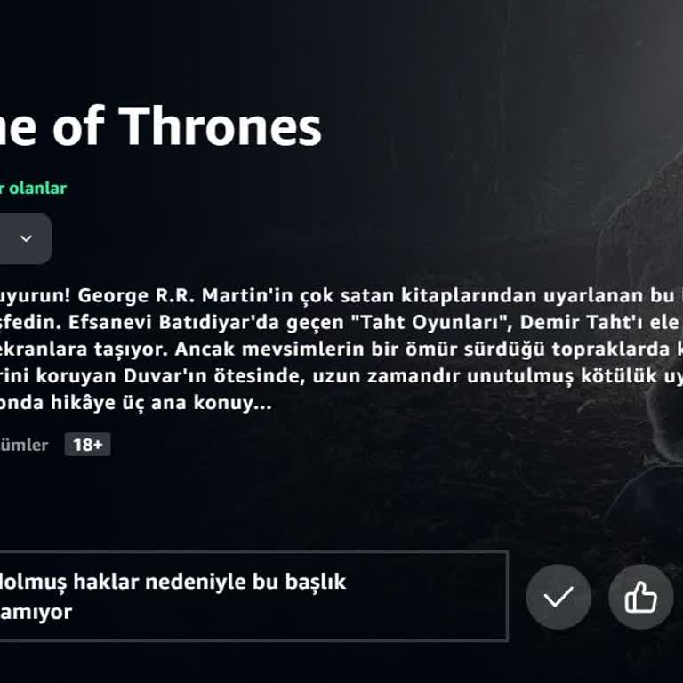 Amazon Prime'da Game Of Thrones İzleme Hayal Kırıklığı