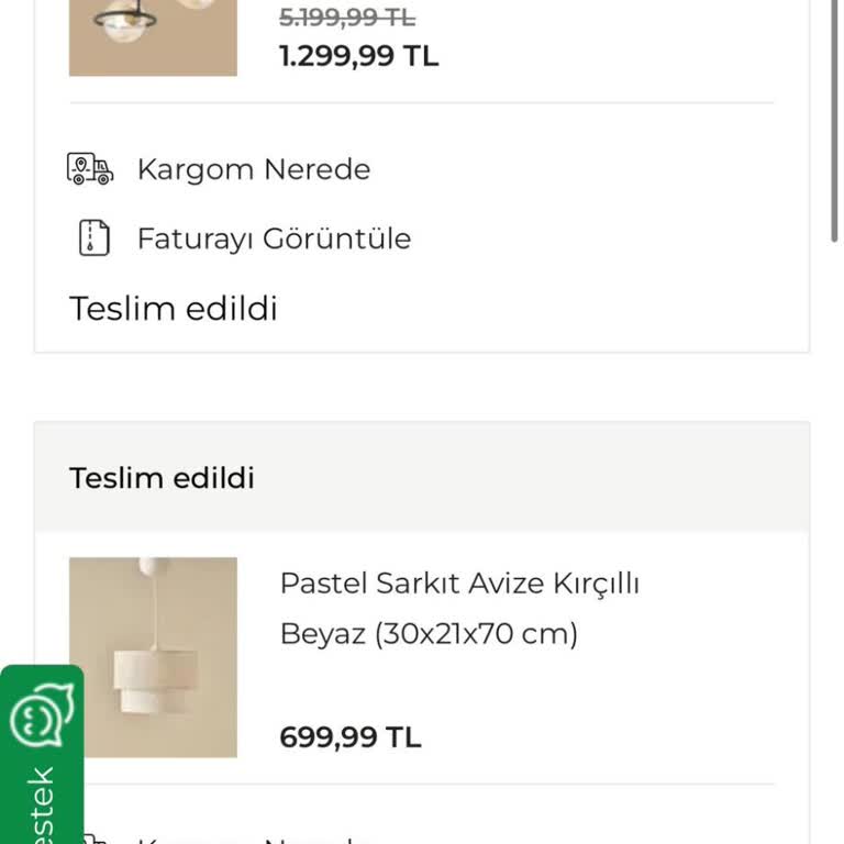 Eksik Teslimat: 3'lü Avize Hala Ulaşmadı!