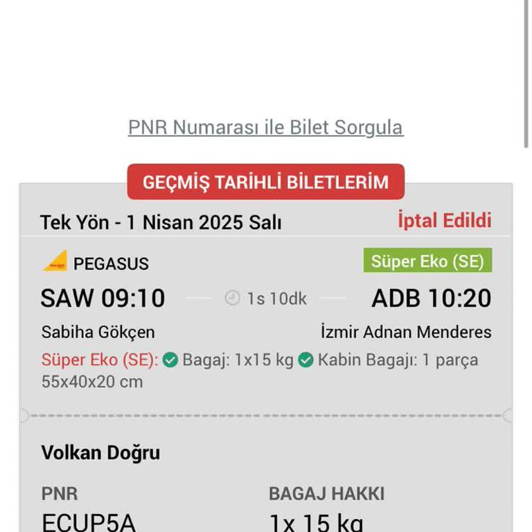 Yanlışlıkla İptal Edilen Biletin Yetersiz İadesi