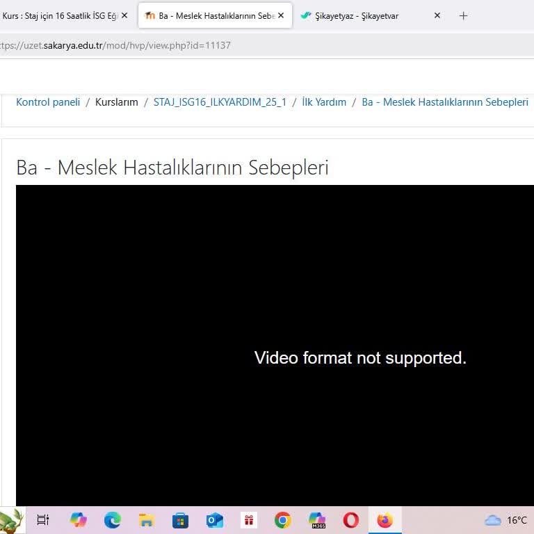 Eğitim Sertifikası İçin İzlenemeyen Video Sorunu