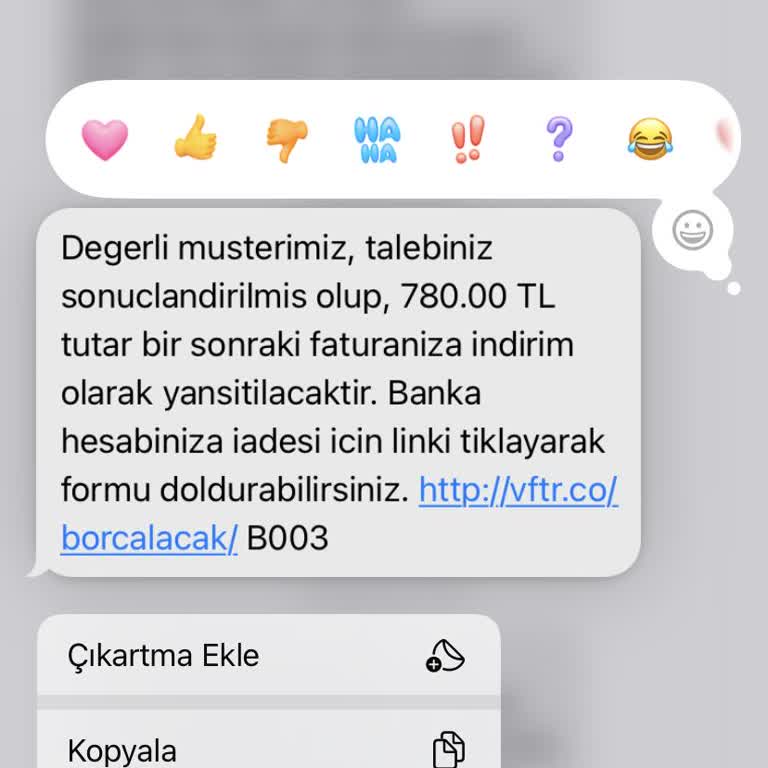 Vodafone Yanlış Fatura İadesini Yapmıyor