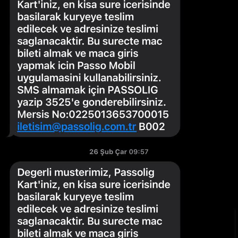 Passolig Kartımın Teslim Edilmemesi Ve İletişim Sorunları