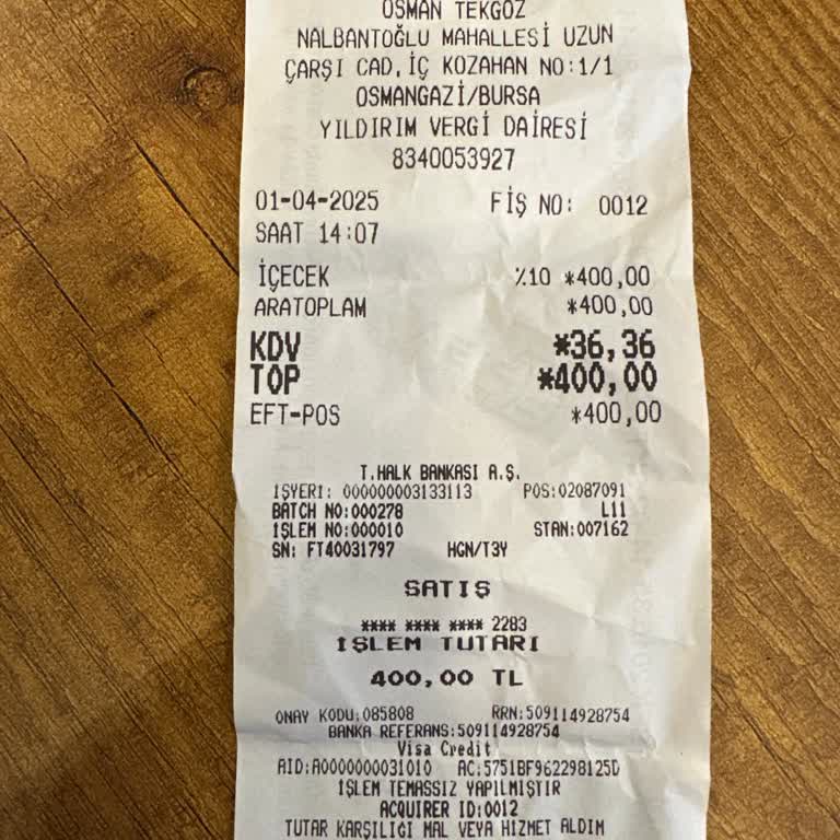 Osmanlı Fetih Kafe (Kozahan) 2 Kahve İçin 400 Alındı