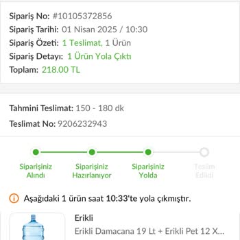 Erikli Su Siparişlerinde Sürekli Gecikme Sorunu