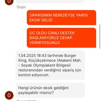 Burger King Ve Migros Yemek'te Eksik Ürün Ve İade Sorunu