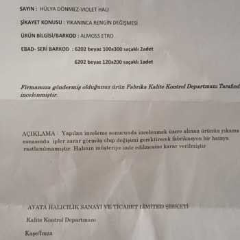 Renk Değişimi ve Çekme Sorunu: Violet Halı Mağduriyeti