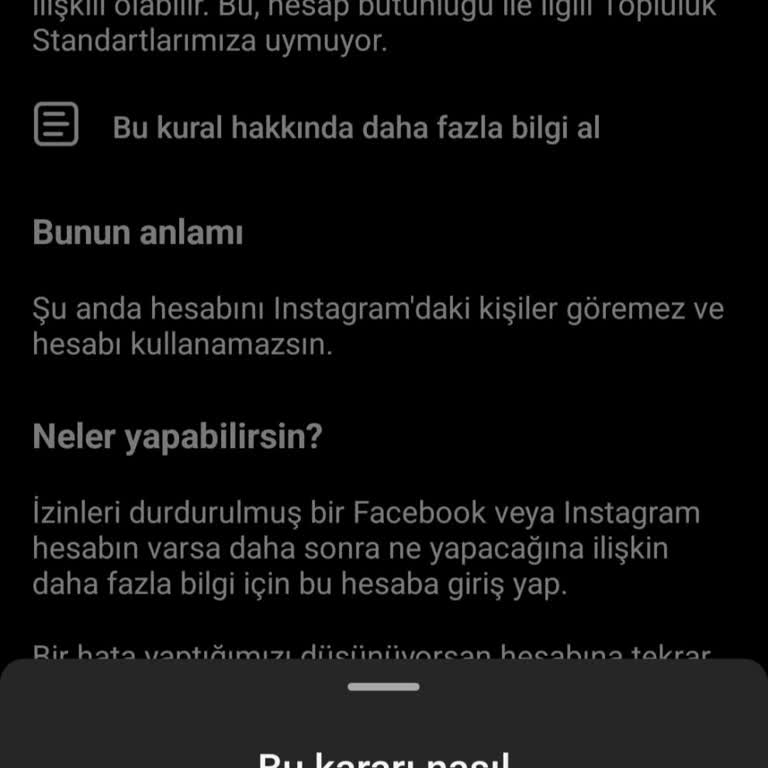 Instagram Haksız Hesap Kapatılmasıyla Mağduriyet Yaşıyorum