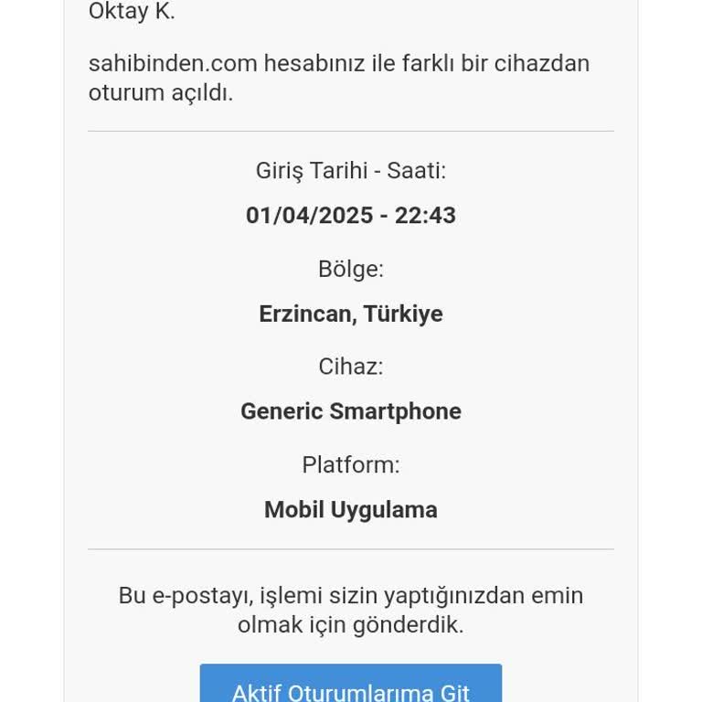 Güvenlik Sorunu: Farklı Telefonlardan Giriş Yapıldı