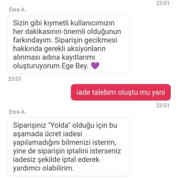 Geç Gelen Siparişe İade Yok