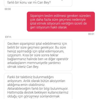 Yemeksepeti Sipariş İptalinde İade Sorunu