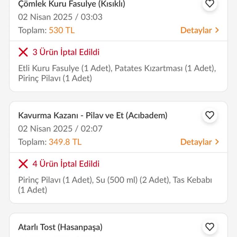 Trendyol Yemek'da İptal Olan Siparişler Ve Aç Kalan Müşteri