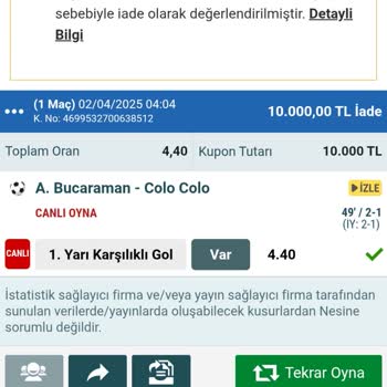 Kazanan Kuponun Ücreti Yatırılmadı