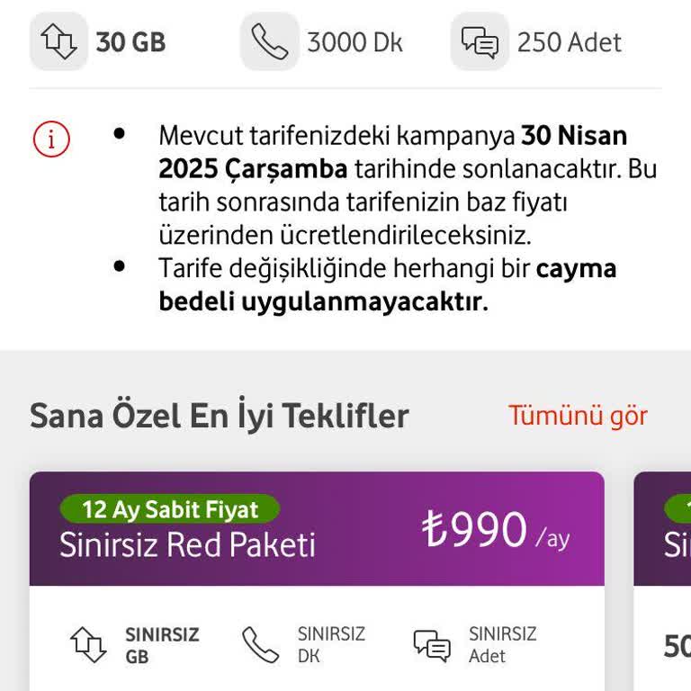 Vodafone'dan Şok Zam: 500 TL'lik Paket 990 TL Oldu