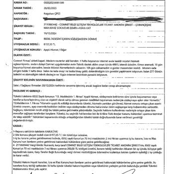 Commet Şirketi İade Sürecinde Müşteri Mağduriyeti