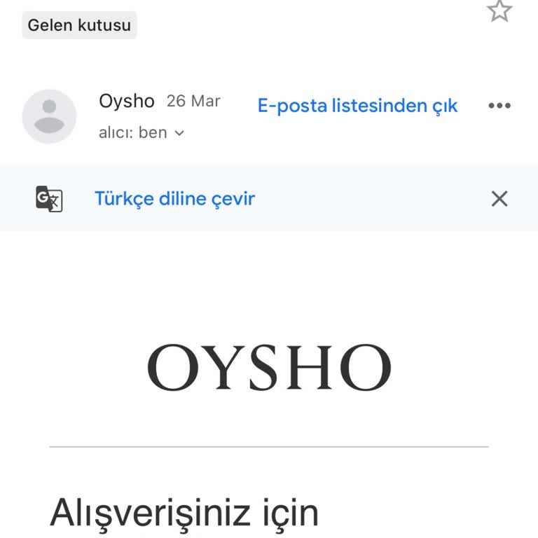 Oysho'dan Alınan Sanal Hediye Kartı Zamanında Teslim Edilmedi